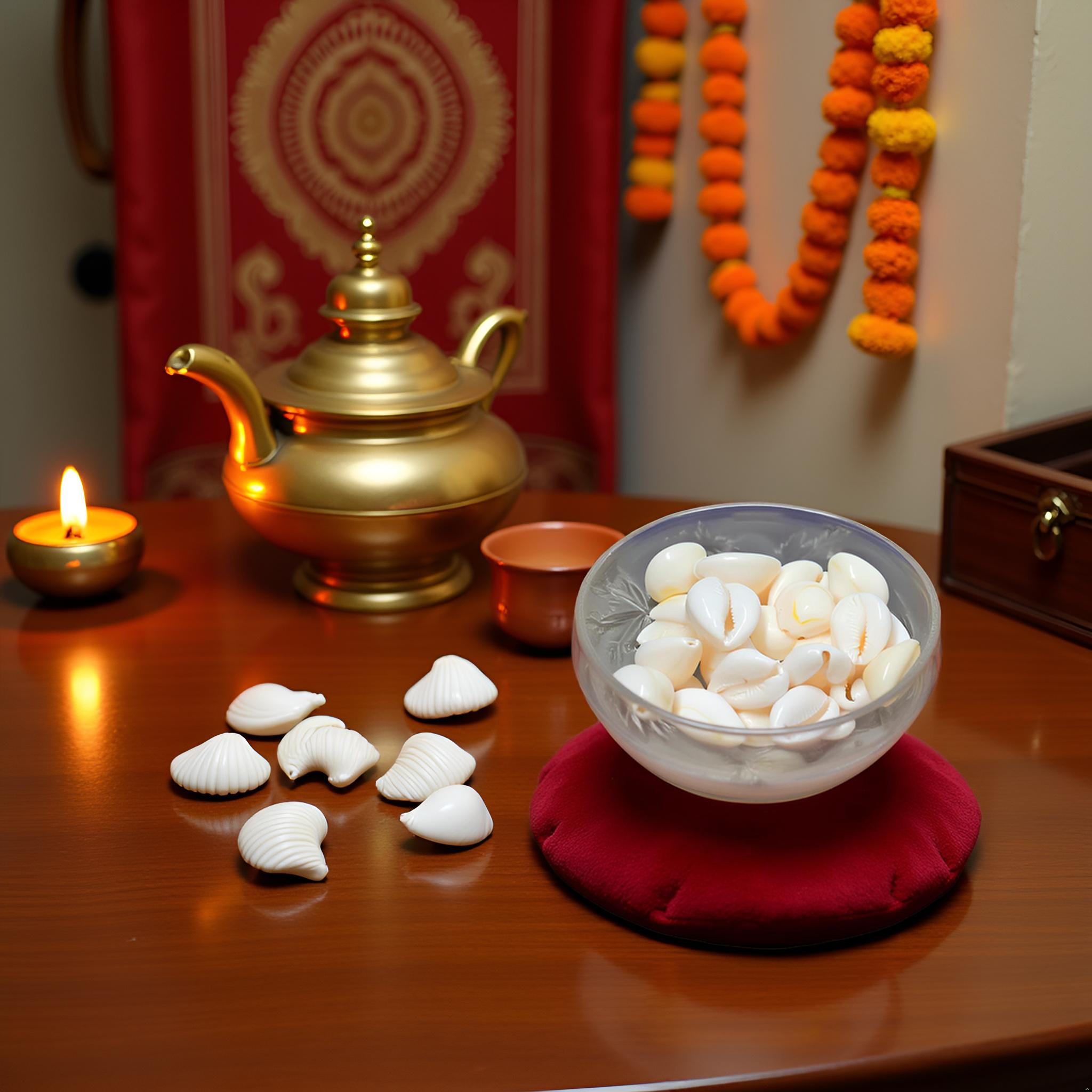 Shrichand Kaudi – Sacred Cowrie Shells for Mahalakshmi, Vishnu & Kuber Puja (100g) - Image 3