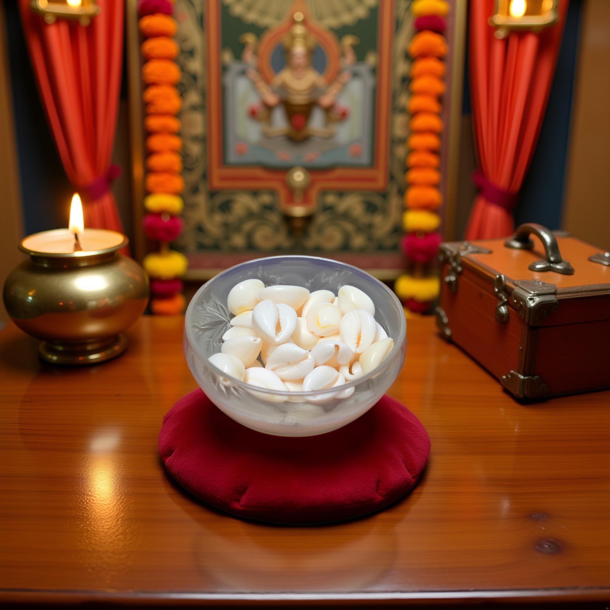 Shrichand Kaudi – Sacred Cowrie Shells for Mahalakshmi, Vishnu & Kuber Puja (100g) - Image 2