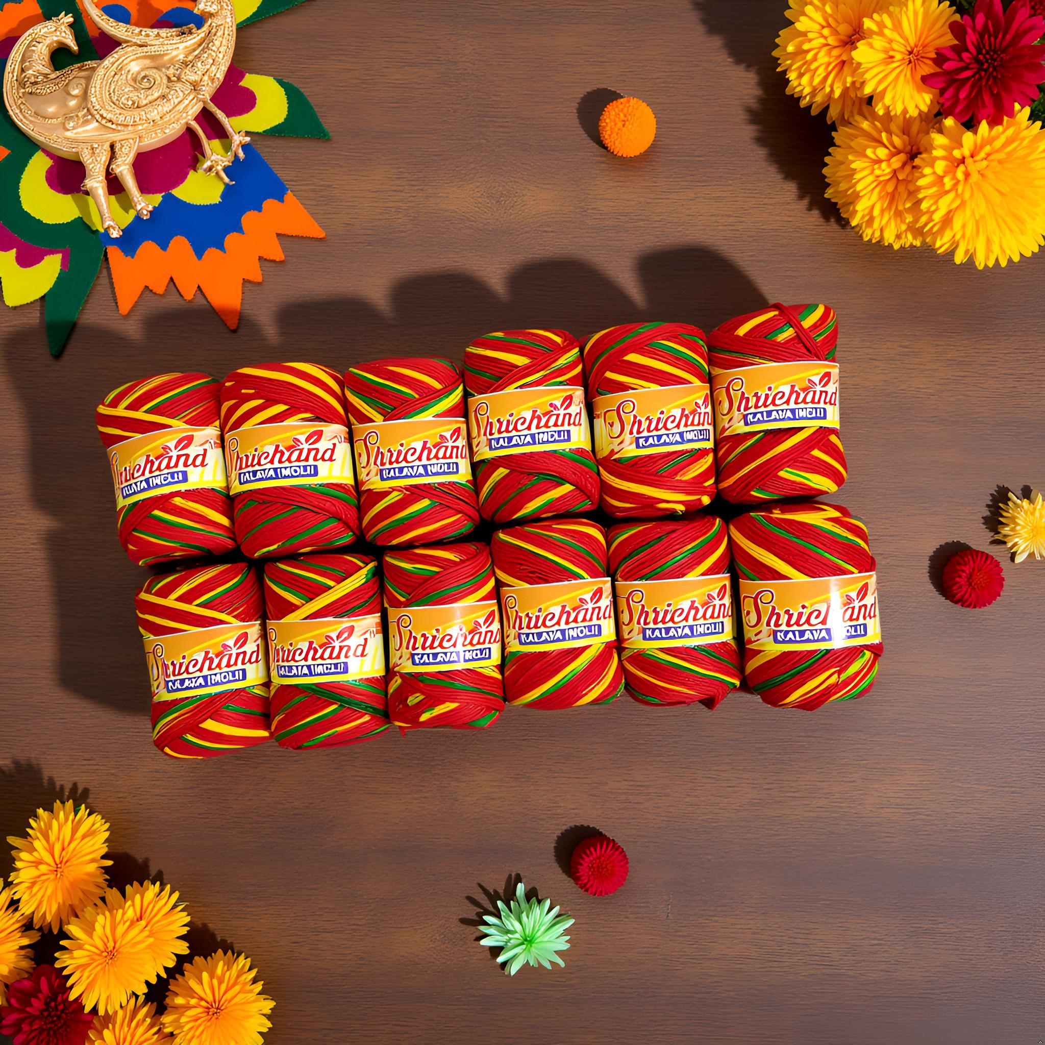 Traditional Moli Kalawa – Red Yellow & Red Yellow Green Thread for Puja and Rituals(Pack of 12) - Image 13