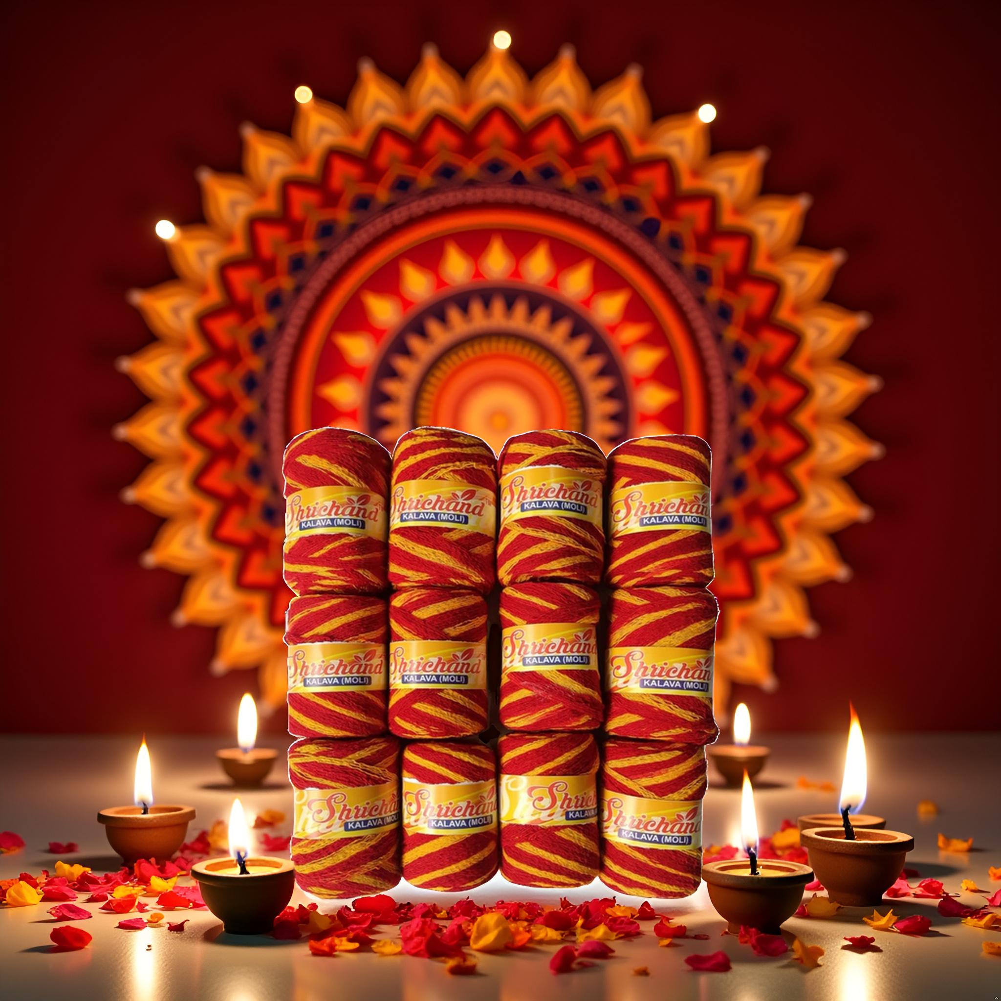 Traditional Moli Kalawa – Red Yellow & Red Yellow Green Thread for Puja and Rituals(Pack of 12) - Image 12