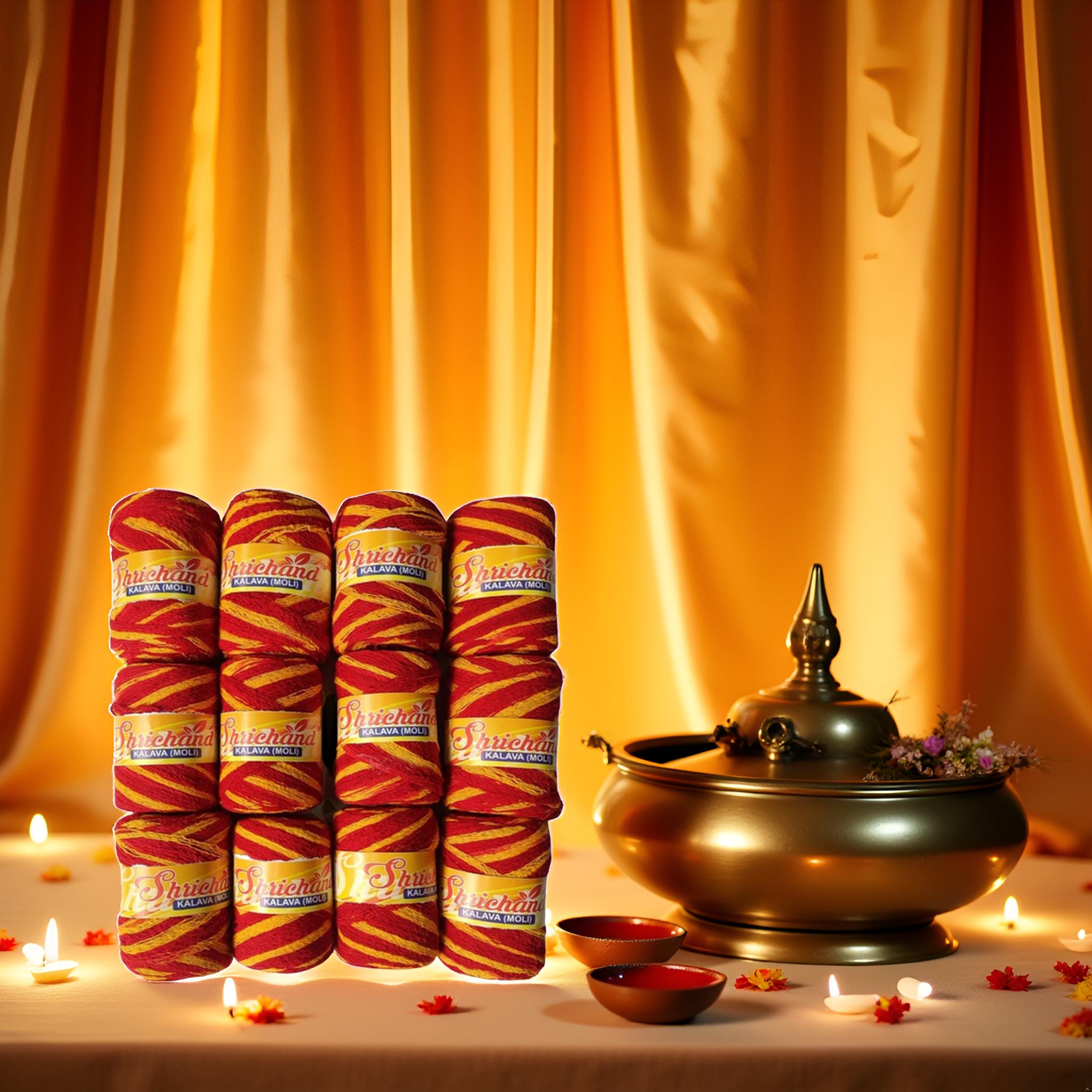 Traditional Moli Kalawa – Red Yellow & Red Yellow Green Thread for Puja and Rituals(Pack of 12) - Image 11