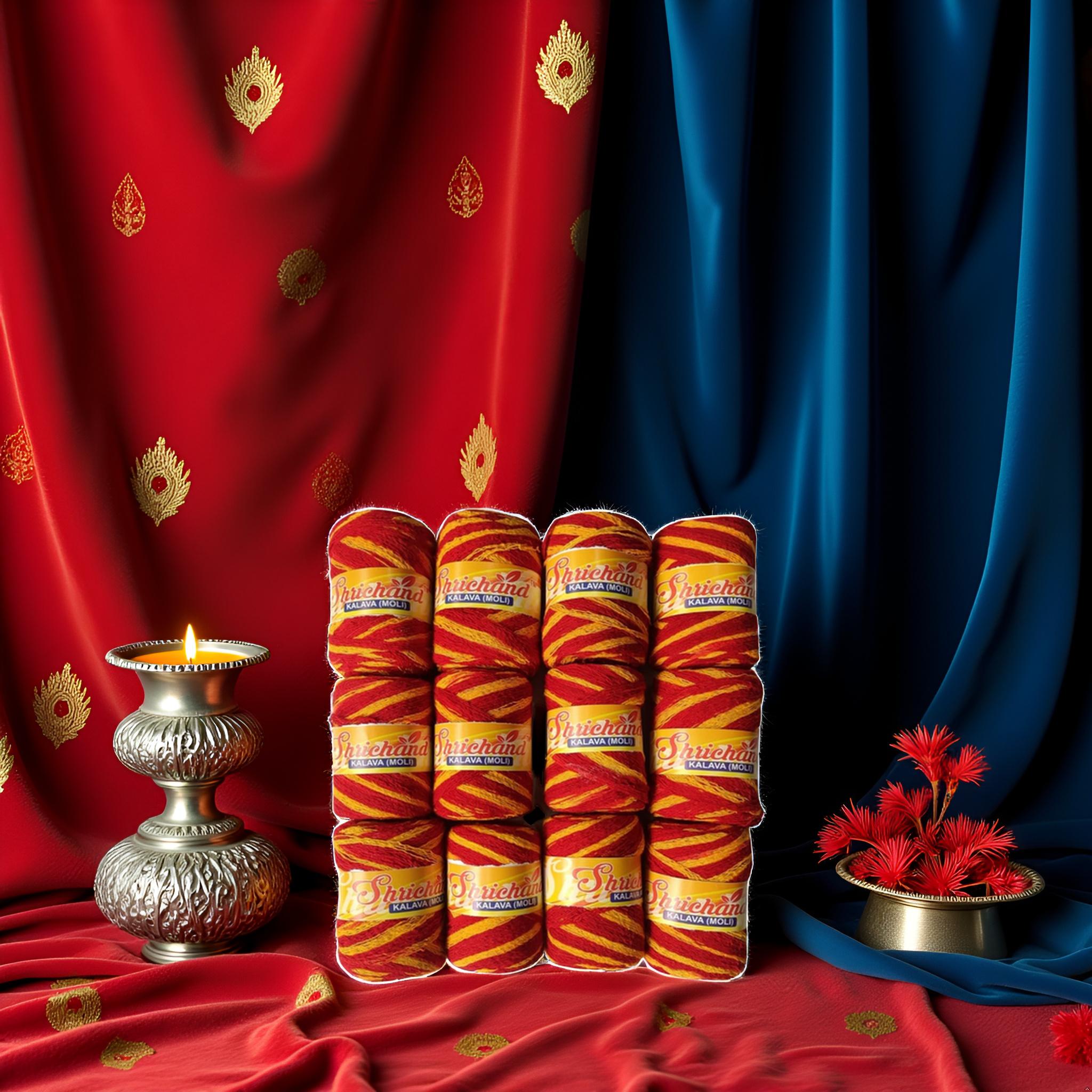 Traditional Moli Kalawa – Red Yellow & Red Yellow Green Thread for Puja and Rituals(Pack of 12) - Image 10