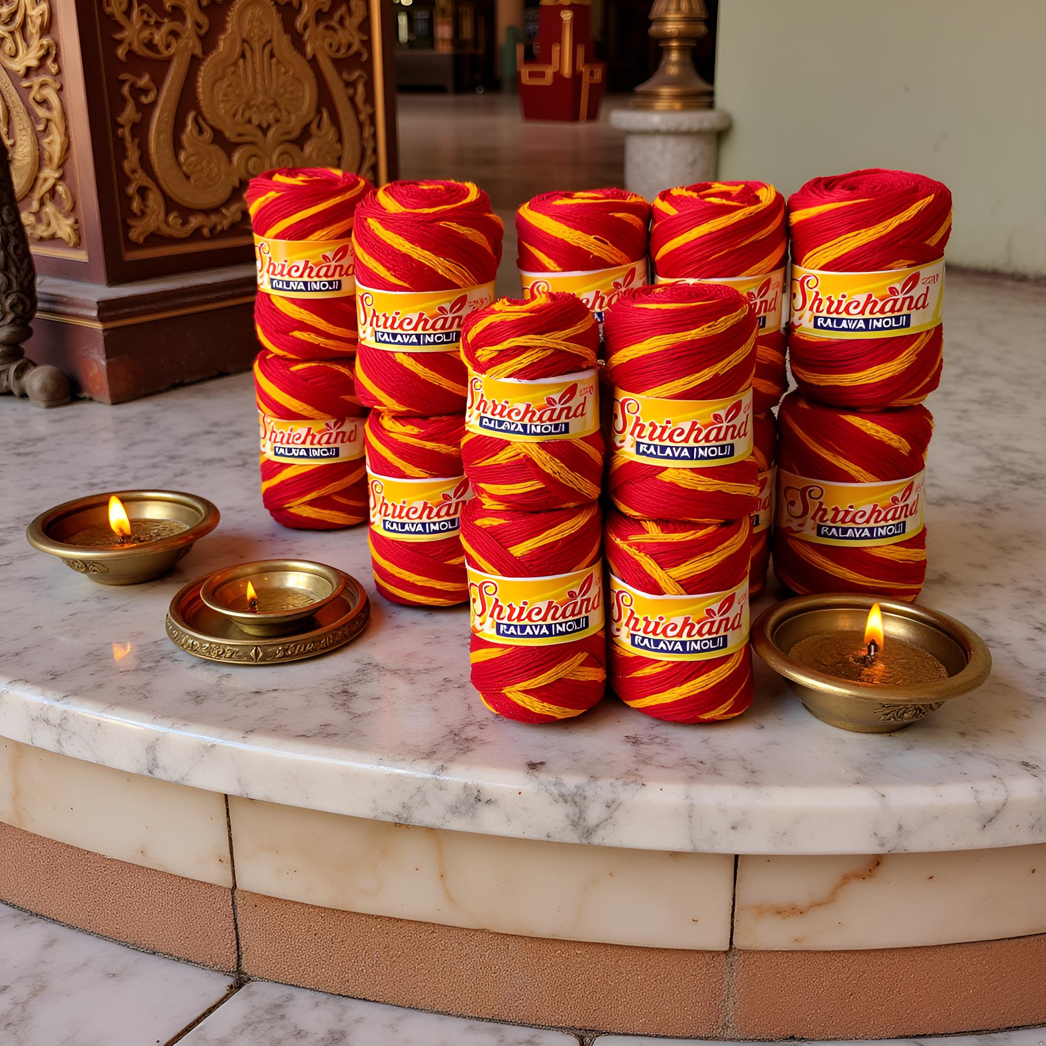 Traditional Moli Kalawa – Red Yellow & Red Yellow Green Thread for Puja and Rituals(Pack of 12) - Image 8