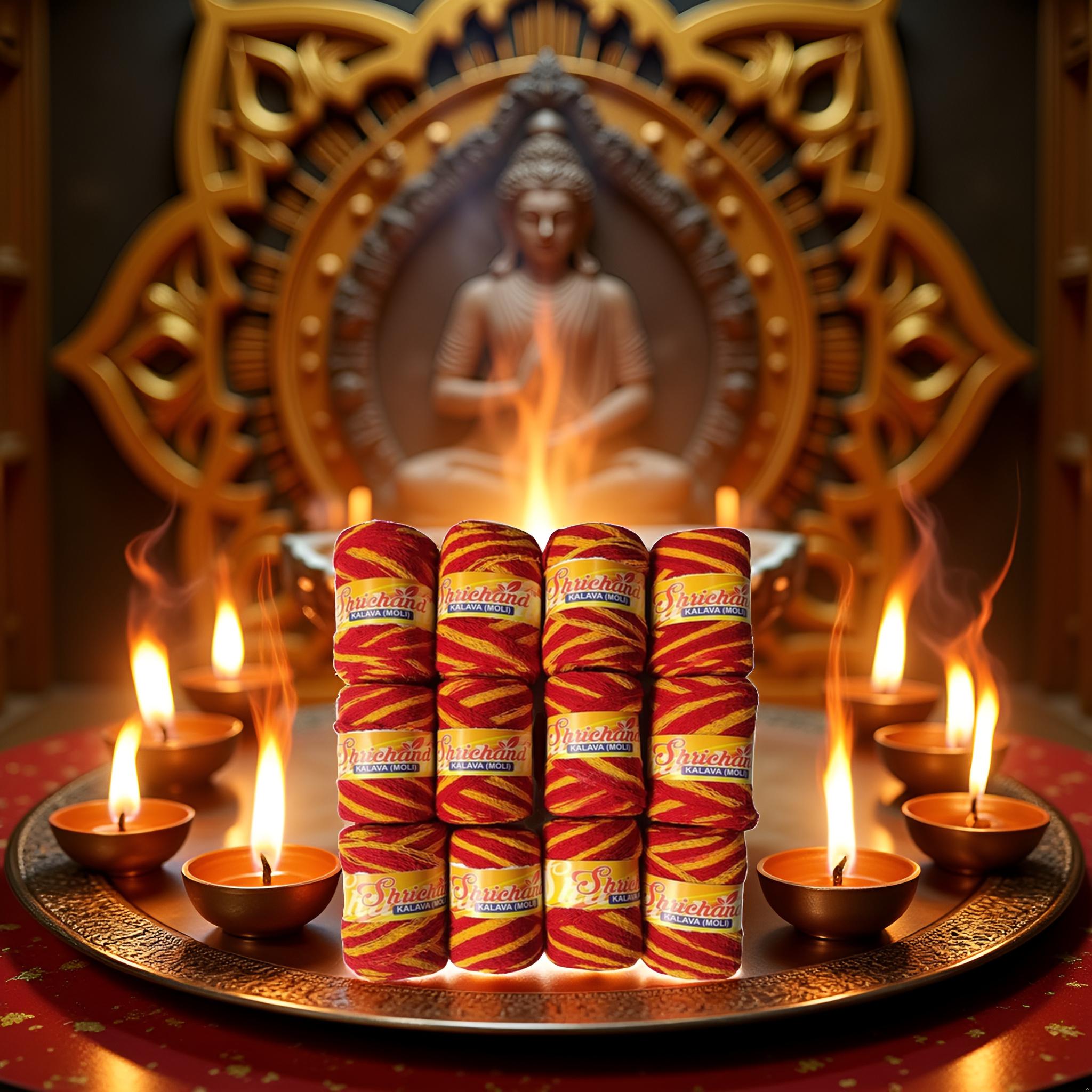Traditional Moli Kalawa – Red Yellow & Red Yellow Green Thread for Puja and Rituals(Pack of 12) - Image 6