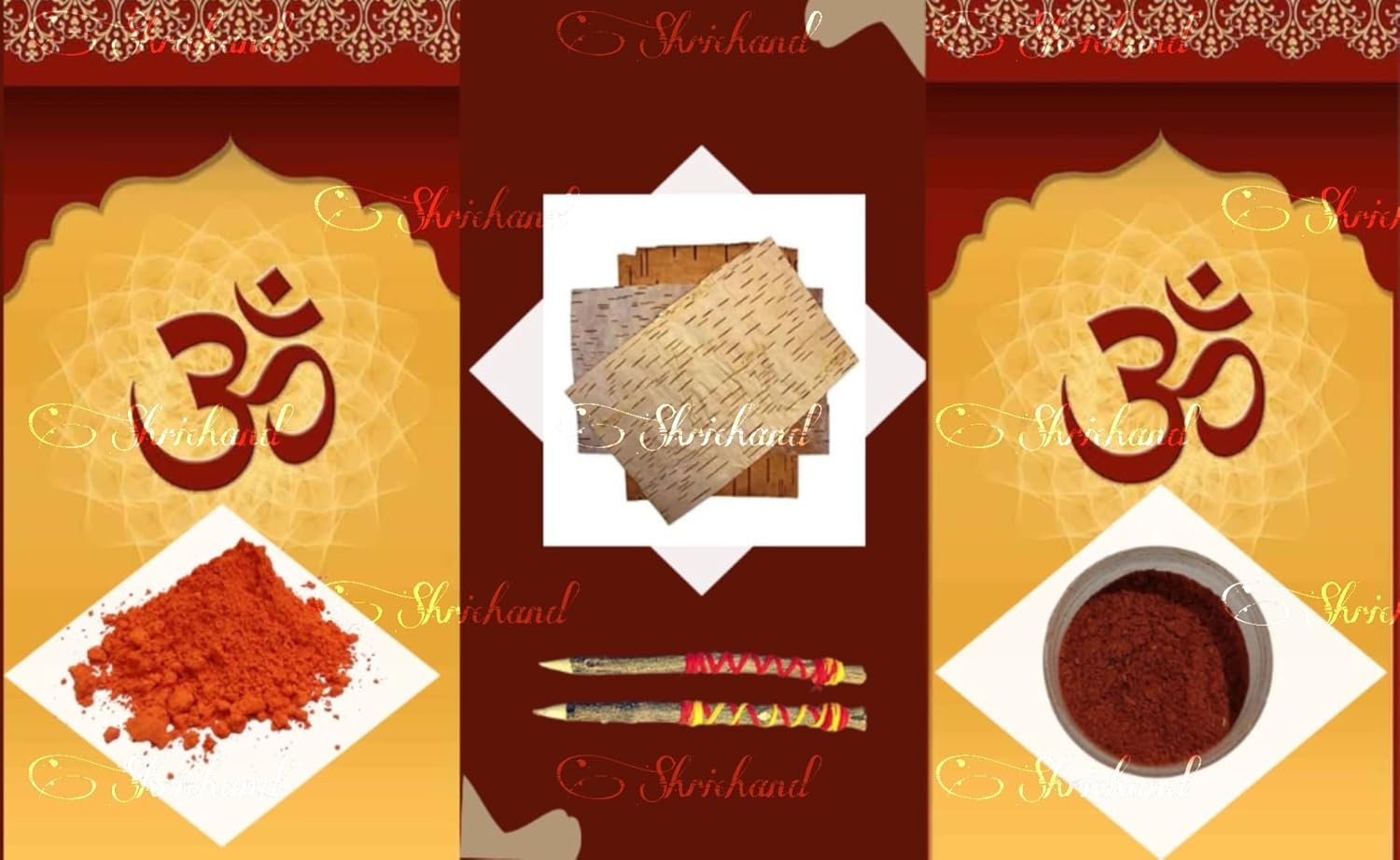 Bhojpatra (Pack of 5) (15 * 12 cm) with anar kalam, astgandh, Sandalwood powder, Original Bhoj patra For Yantra Writing - Image 5