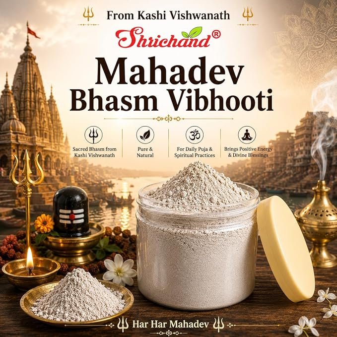 Mahadev Bhasm Vibhooti | Kashi Vishwanath Sacred Holy Ash | Premium Natural Vibhuti Bhasma for Shiva Puja, Tilak, Meditation, Temple Worship & Daily Spiritual Rituals (100 Gram) - Image 4